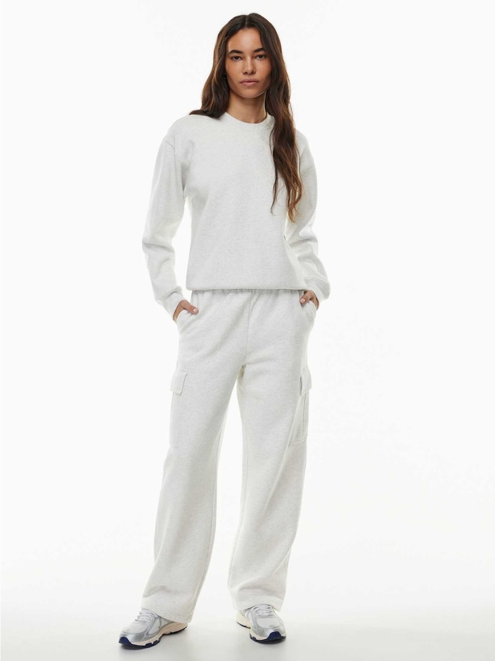 Aritzia TNA Cozy Sweatfleece Mega Cargo sweatpant XS heather gray oversized